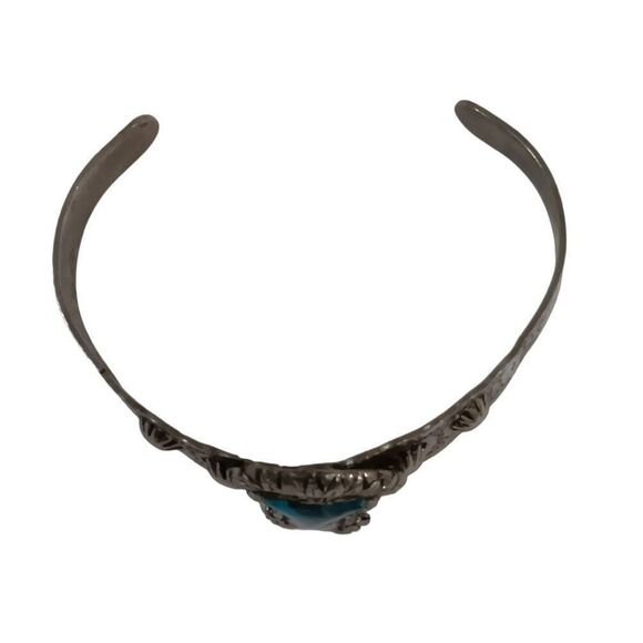 Vintage Navajo War Bonnet Cuff Coin Silver Faux Turquoise Bracelet c1949 Estate - Picture 2 of 6